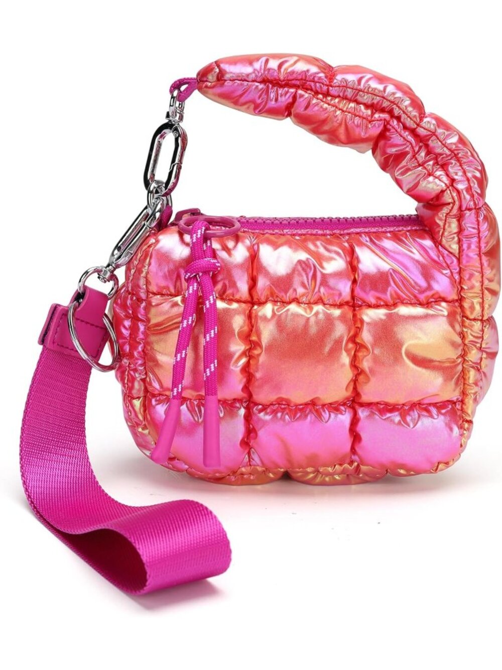 Women's Rose Red Zipper Mini Quilted Tote Wristlet Wristlet Cute Crossbody Bag